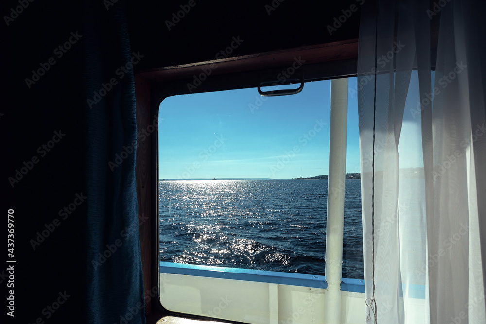 River view from the ship's cabin