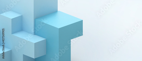Creative idea Target and succeed Concept. Puzzle game with Geometric shapes on blue .website background, banner, poster,Card-3d Rendering