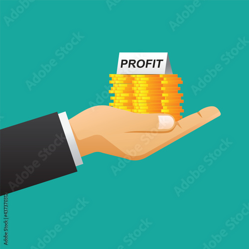 Profit money on hand,Profit income concept isolated on background vector illustration.