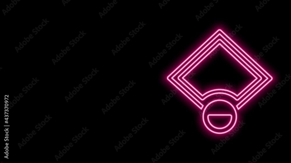 Glowing neon line Baseball field icon isolated on black background. Baseball map. 4K Video motion graphic animation Glowing neon line Baseball field icon isolated on black background. Baseball map. 4K Video motion graphic animation