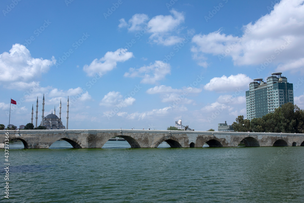 stone bridge over the river Seyhan Adana city