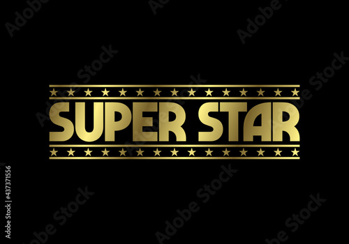 Golden Super Star Text Logo Sign Symbol. Vector illustration graphic element on the dark background