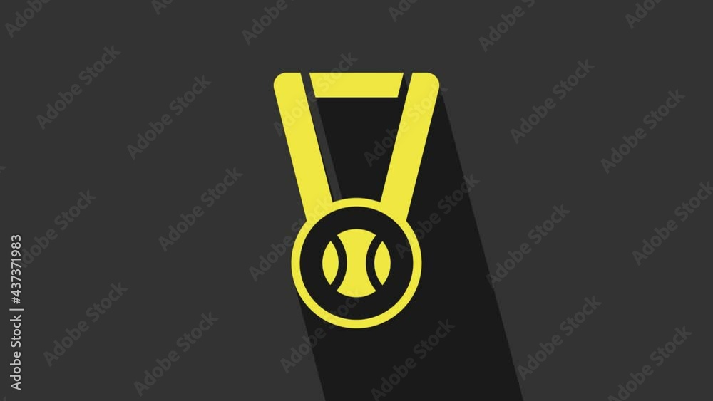 Yellow Medal with baseball ball icon isolated on grey background. Winner symbol. 4K Video motion graphic animation Yellow Medal with baseball ball icon isolated on grey background. Winner symbol. 4K Video motion graphic animation