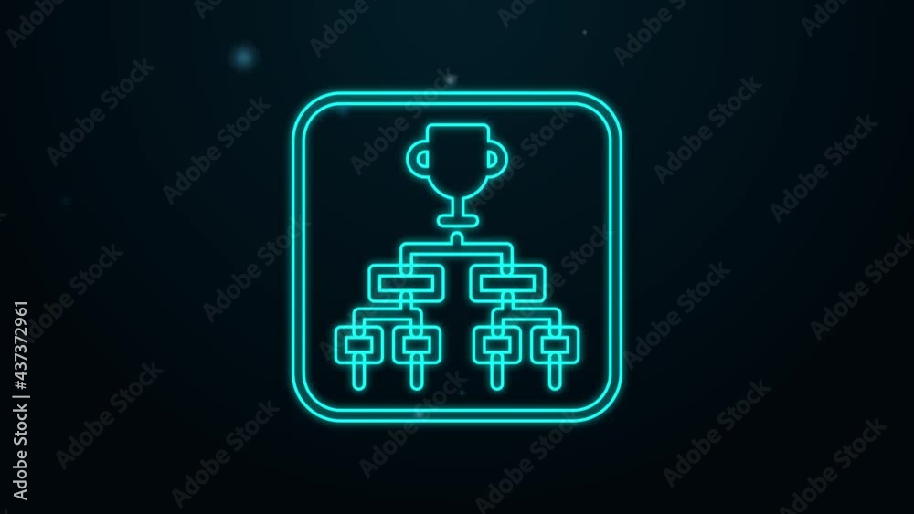 Glowing neon line Results and standing tables scoreboard championship tournament bracket icon isolated on black background. 4K Video motion graphic animation Glowing neon line Results and standing tables scoreboard championship tournament bracket icon isolated on black background. 4K Video motion graphic animation