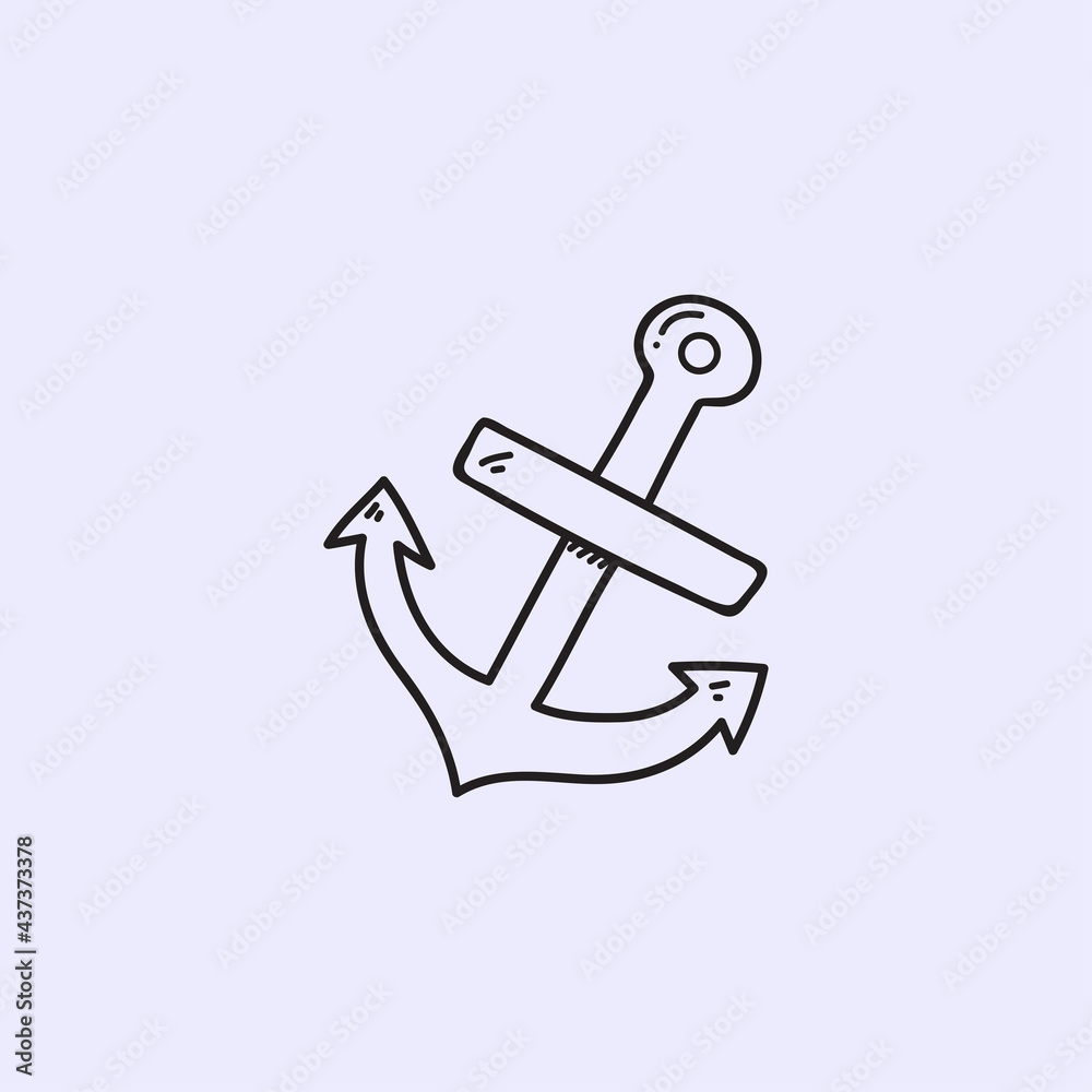 Line art anchor logo, icon marine art. Line art anchor logo, icon marine art.