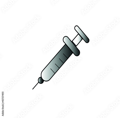 A single syringe isolated on the white background which is used for vaccination for several diseases, Medical product