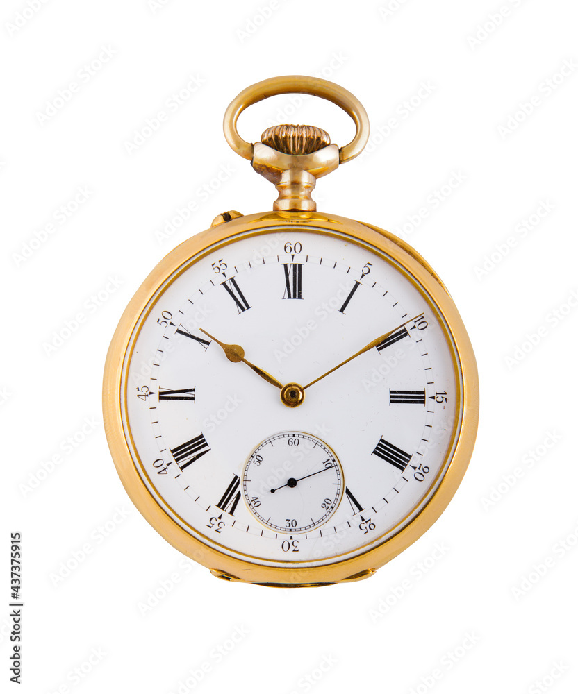 Αυτοκόλλητο Luxurious gold pocket watch isolated on a white background