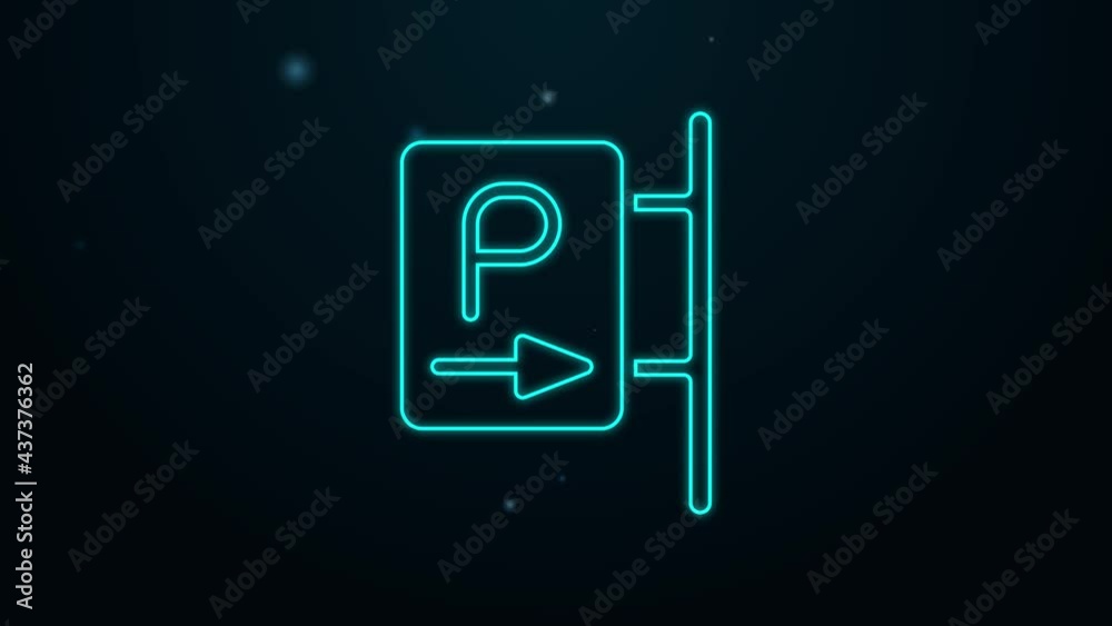 Glowing neon line Parking icon isolated on black background. Street road sign. 4K Video motion graphic animation Glowing neon line Parking icon isolated on black background. Street road sign. 4K Video motion graphic animation