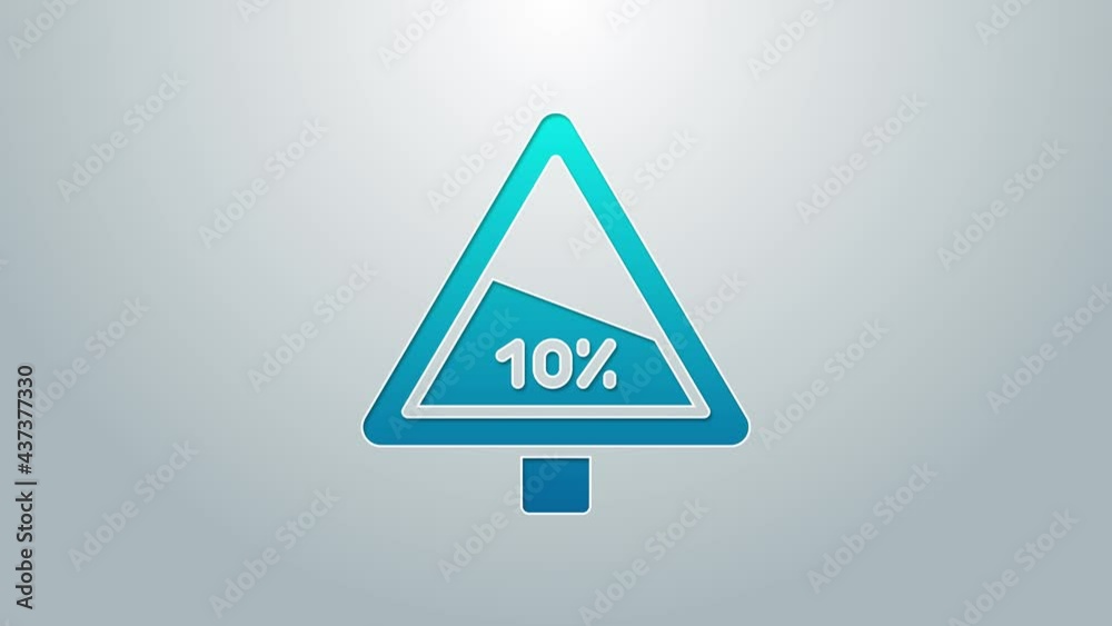 Blue line Steep ascent and steep descent warning road icon isolated on grey background. Traffic rules and safe driving. 4K Video motion graphic animation Blue line Steep ascent and steep descent warning road icon isolated on grey background. Traffic rules and safe driving. 4K Video motion graphic animation
