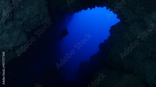 Wallpaper Mural cave diving underwater for scuba divers to explore caves and having fun ocean scenery sun beams and rays background Torontodigital.ca