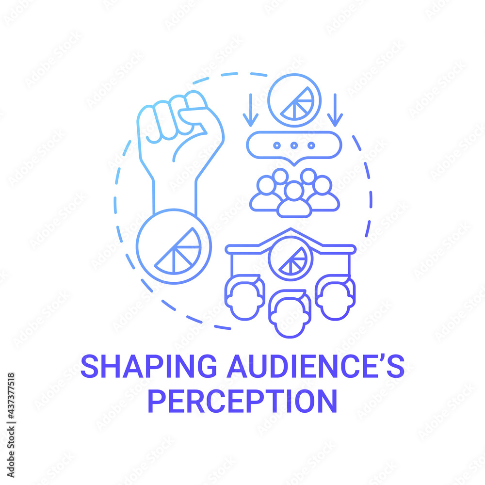 Shaping audience perception concept icon. Strong brand abstract idea thin line illustration. Customer preference and experience. Making purchasing decisions. Vector isolated outline color drawing Shaping audience perception concept icon. Strong brand abstract idea thin line illustration. Customer preference and experience. Making purchasing decisions. Vector isolated outline color drawing