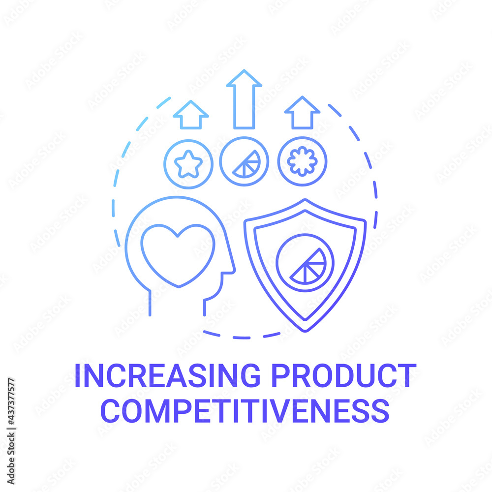 Increasing product competitiveness concept icon. Strong brand abstract idea thin line illustration. Encouraging product development. Achieve consumer preference. Vector isolated outline color drawing