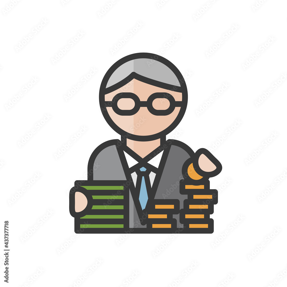 Bank man avatar. Cash money and banking. Profile user, person. People icon. Vector illustration