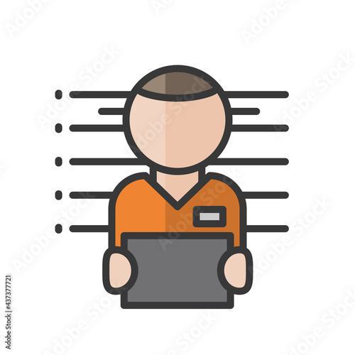 Male prisoner avatar. Offender character. Profile user, person. People icon. Vector illustration