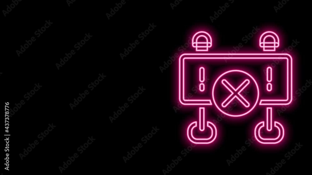 Glowing neon line Road barrier icon isolated on black background. Symbol of restricted area which are in under construction processes. Repair works. 4K Video motion graphic animation Glowing neon line Road barrier icon isolated on black background. Symbol of restricted area which are in under construction processes. Repair works. 4K Video motion graphic animation