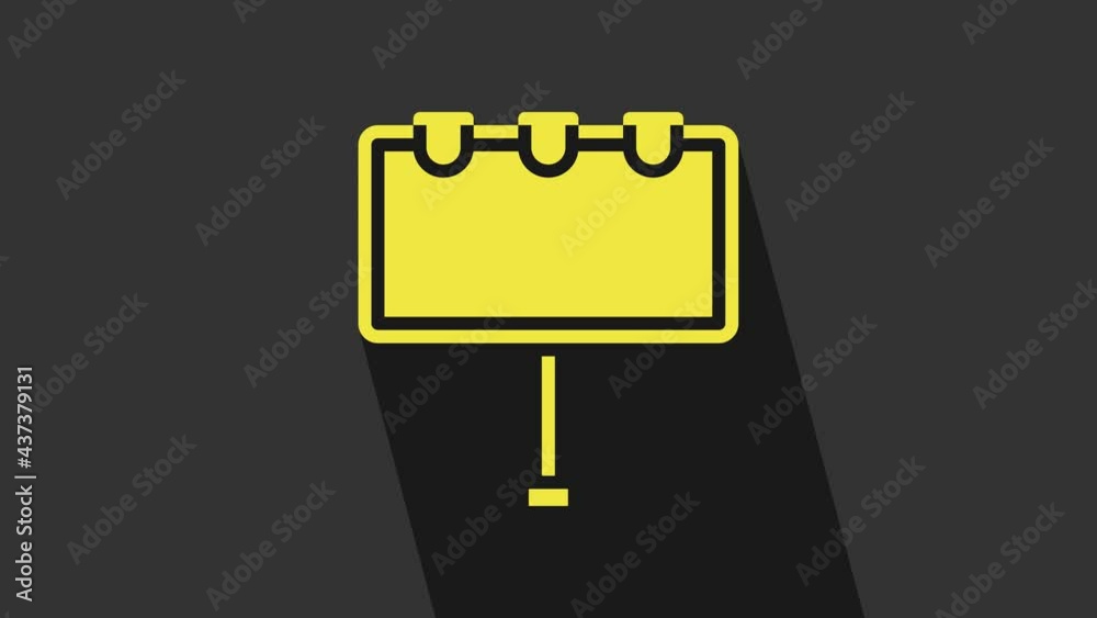 Yellow Blank big billboard with lights icon isolated on grey background. 4K Video motion graphic animation Yellow Blank big billboard with lights icon isolated on grey background. 4K Video motion graphic animation