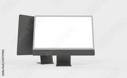 Computer display mock up with blank white screen. Stylish desktop computer mockup. new