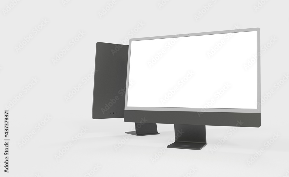 Computer display mock up with blank white screen. Stylish desktop computer mockup. new Computer display mock up with blank white screen. Stylish desktop computer mockup. new