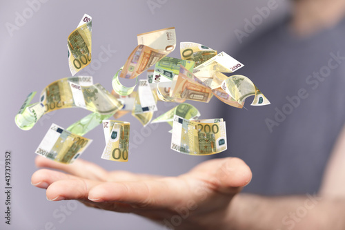 bill euro banknote in hand ...