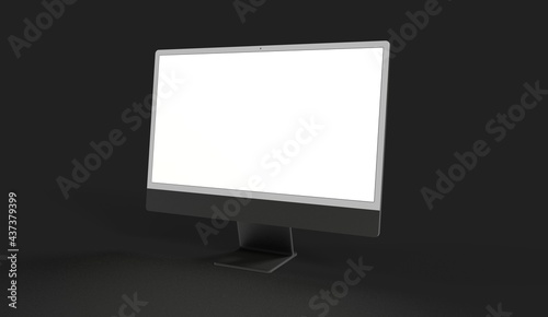 Realistic flat screen computer monitor 3de style mockup with blank screen isolated 3d
