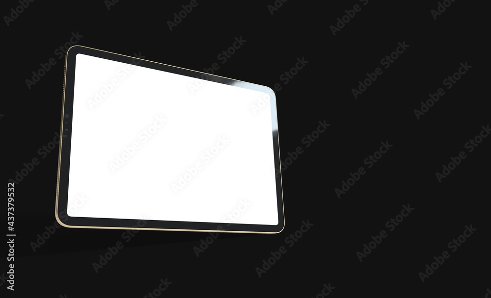 Photo Black tablet computer with blank 3d black background