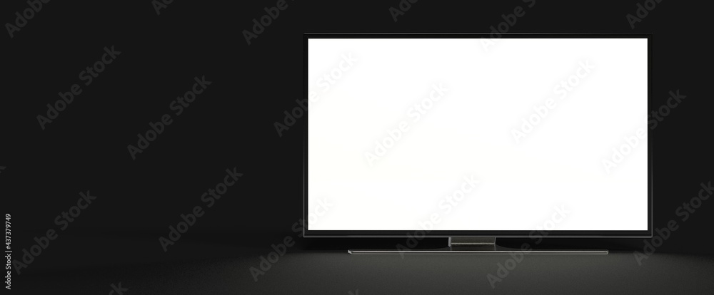 Wide TV monitor mockup - 3/4 right view.. illustration.