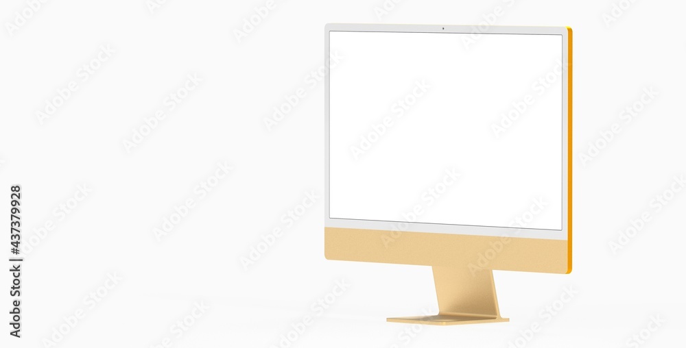 Copy of Realistic Computer, 3D Monitor, in Imac style isolated. yellow gold