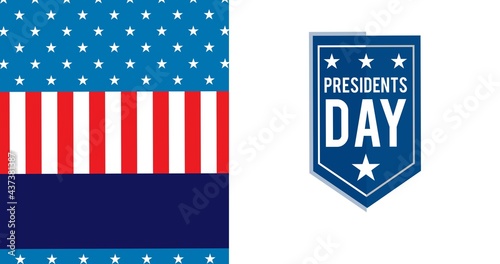 Composition of presidents day text with american flag