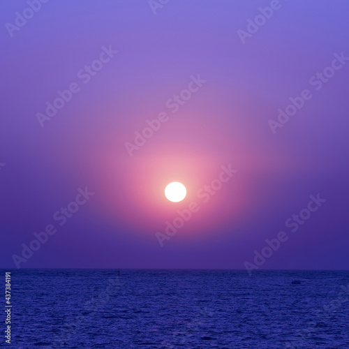 Beautiful colorful sunset landscape and sea