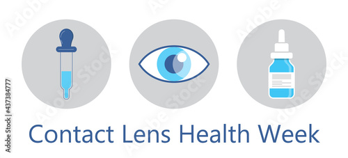 Contact lens health week in August. Glaucoma treatment illustratation vector.