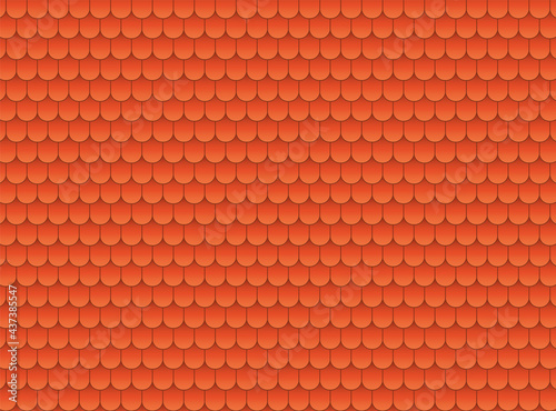 Shingle roof background. Red shingles on the house wallpaper. Comic vector illustration.
