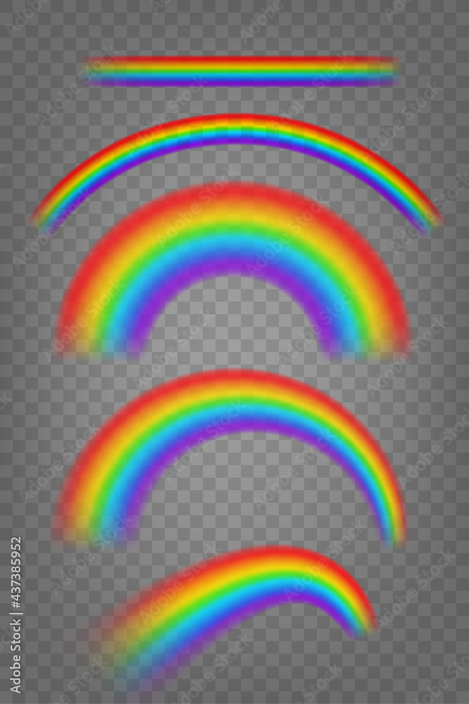 Fototapeta premium Realistic vivd color rainbows vector set