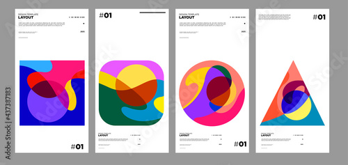 Colorful abstract geometric bauhaus and ethnic poster design template