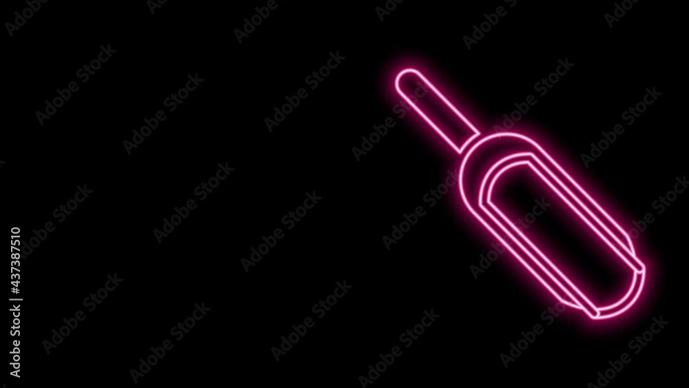 Glowing neon line Scoop flour icon isolated on black background. 4K Video motion graphic animation Glowing neon line Scoop flour icon isolated on black background. 4K Video motion graphic animation