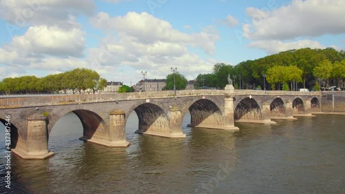 Angers, Maine-et-Loire, France. The Verdun Bridge (pont de Verdun) is a bridge crossing the Maine River in the center of Angers that connects downtown to the La Doutre district. photo
