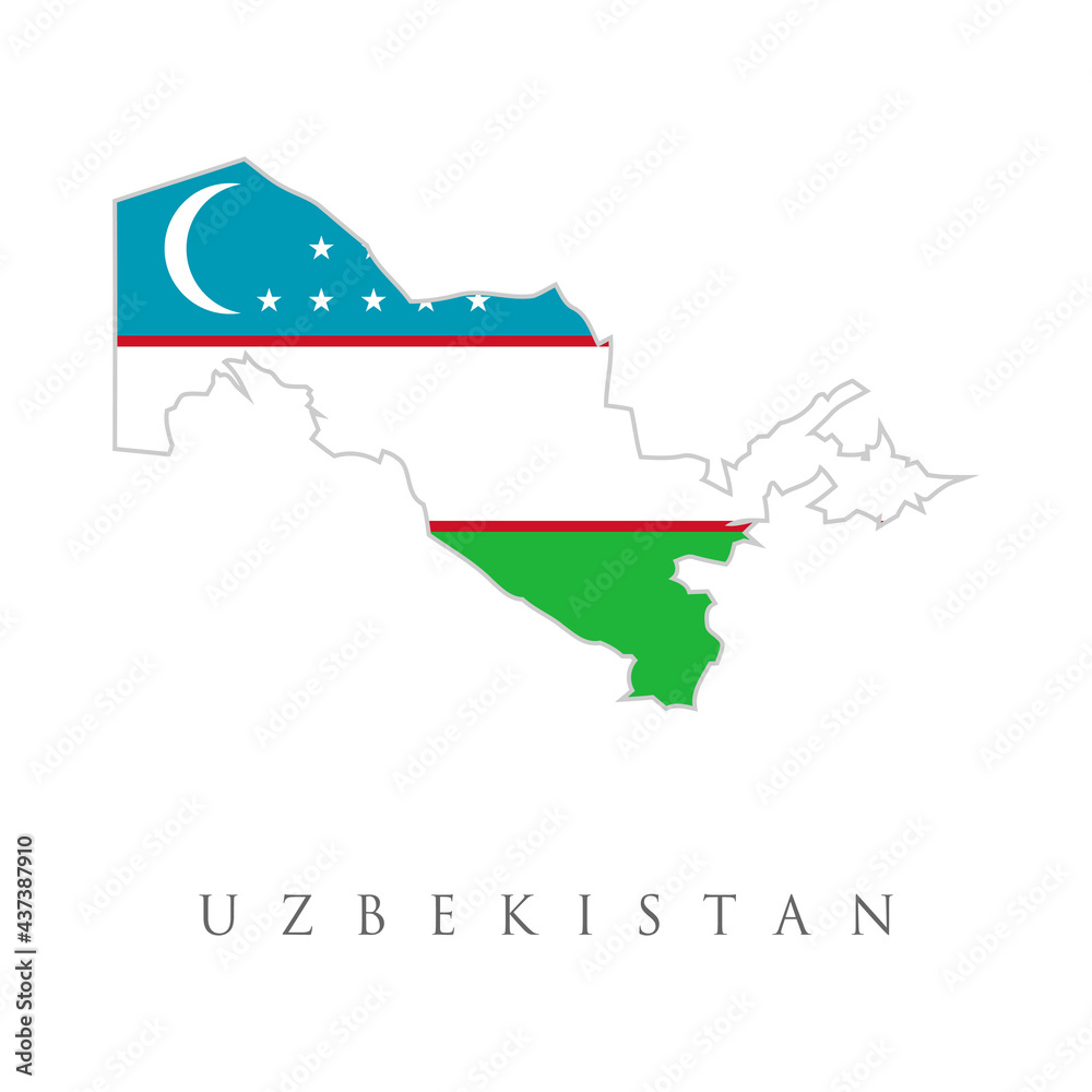 Obraz premium Uzbekistan detailed map with flag of country. Uzbekistan with national flag map. Republic of Uzbekistan. Uzbek flags isolated on white background.