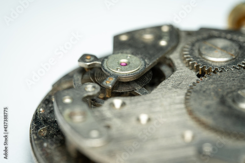 macro photo of pocket watch internal mechanism