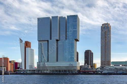 The view of skyscrapers and Cruise Terminal in Rotterdam 