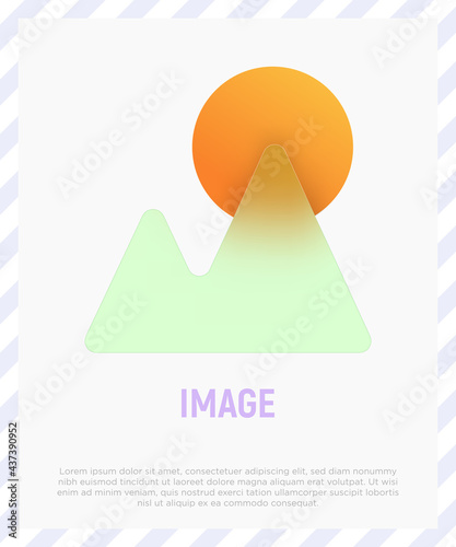 Image or picture icon for app. Glassmorphism style. Vector illustration.