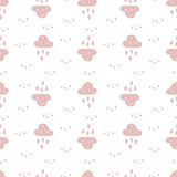 Cute seamless pattern with clouds and hearts for kids holidays. Vector illustration can be used for wallpaper, pattern fills, web page background, baby shower, surface textures. Design for kids