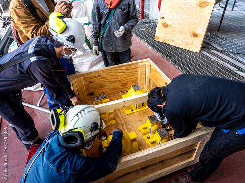 The Technician checking the RA instrument equipment in the transportation box