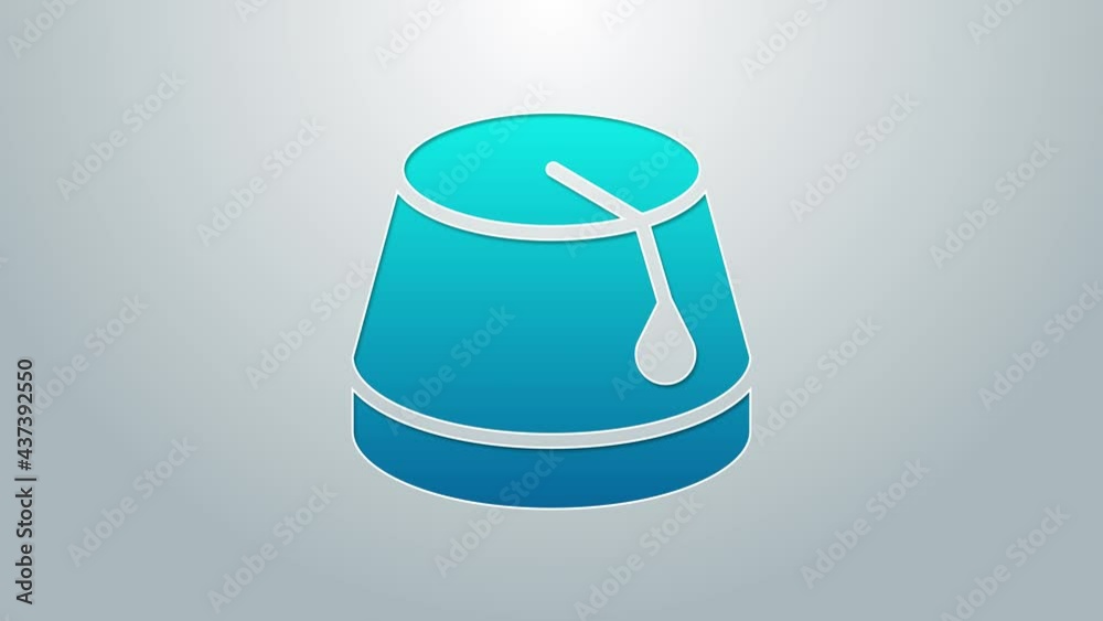 Blue line Turkish hat icon isolated on grey background. 4K Video motion graphic animation Blue line Turkish hat icon isolated on grey background. 4K Video motion graphic animation