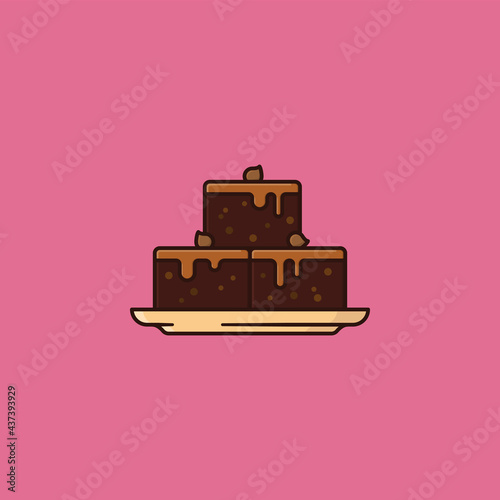 Brownie cake stack on a platter vector illustration for Brownie Day on December 8