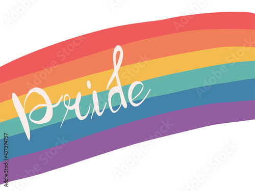 Lgbt rainbow poster with Pride lettering. LGBT month. Lgbt communities poster concept. Tolerance for unconventional relationships.
