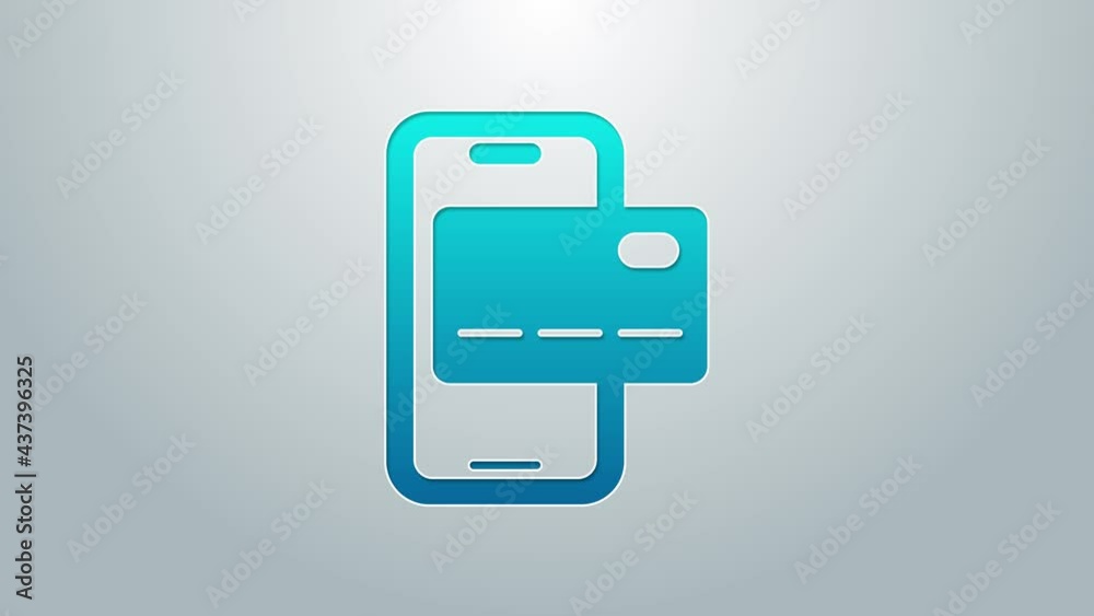 Blue line Mobile banking icon isolated on grey background. Transfer money through mobile banking on the mobile phone screen. 4K Video motion graphic animation Blue line Mobile banking icon isolated on grey background. Transfer money through mobile banking on the mobile phone screen. 4K Video motion graphic animation