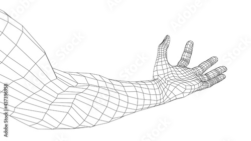 Hand hold some tiny or thin object. Vector