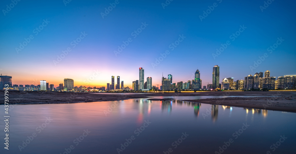 city skyline at night