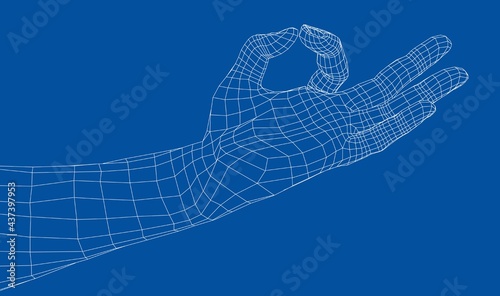 Hand OK sign. Vector
