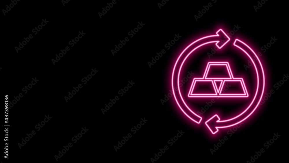 Glowing neon line Gold bars icon isolated on black background. Banking business concept. 4K Video motion graphic animation Glowing neon line Gold bars icon isolated on black background. Banking business concept. 4K Video motion graphic animation
