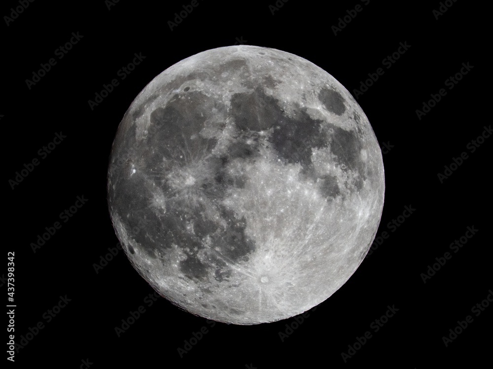 Full moon in the black sky. Detailed view. Full moon in the black sky. Detailed view.